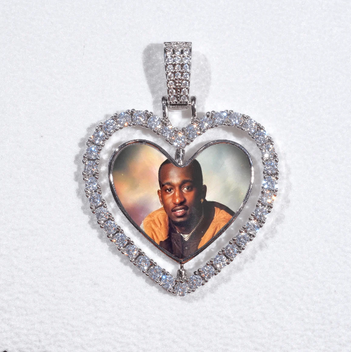3D Spinning 2-Faced Heart Custom Picture Pendant