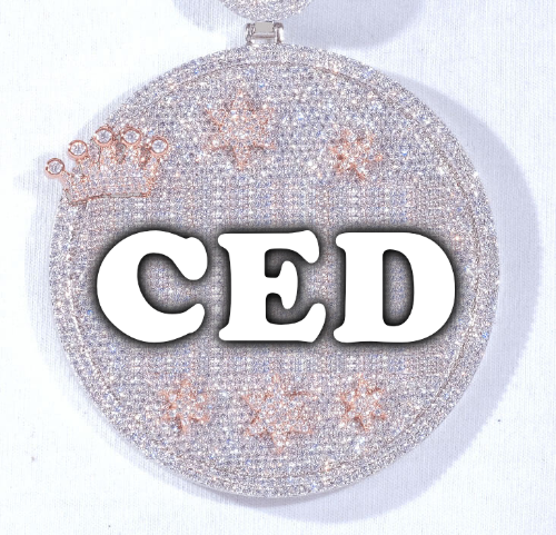 CUSTOM LETTER NECKLACE 3D BIG CROWN DISC