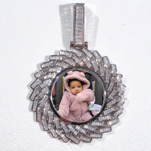 Large 3D Baguette Custom Picture Pendant