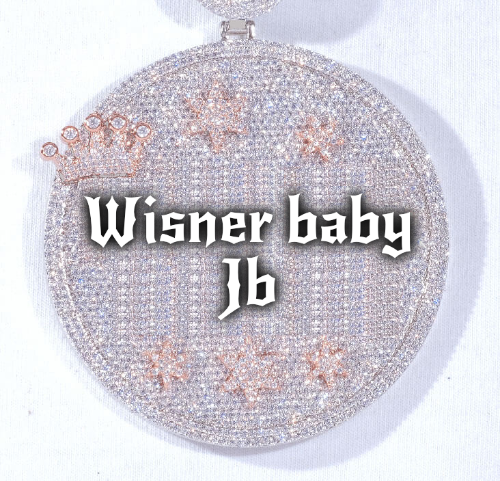 CUSTOM LETTER NECKLACE 3D BIG CROWN DISC