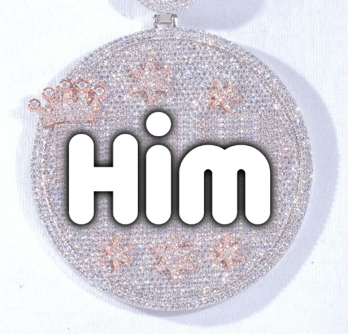 CUSTOM LETTER NECKLACE 3D BIG CROWN DISC