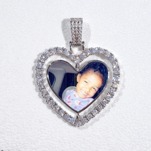 3D Spinning 2-Faced Heart Custom Picture Pendant