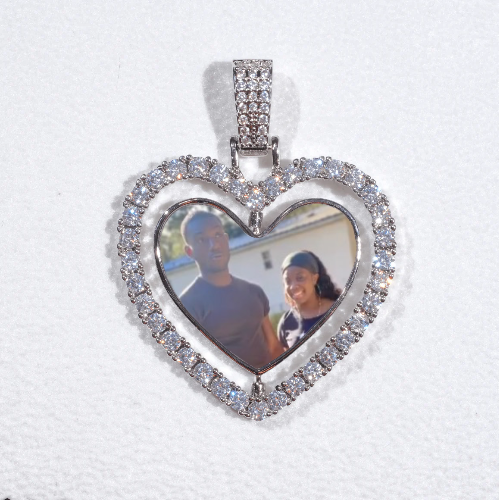3D Spinning 2-Faced Heart Custom Picture Pendant