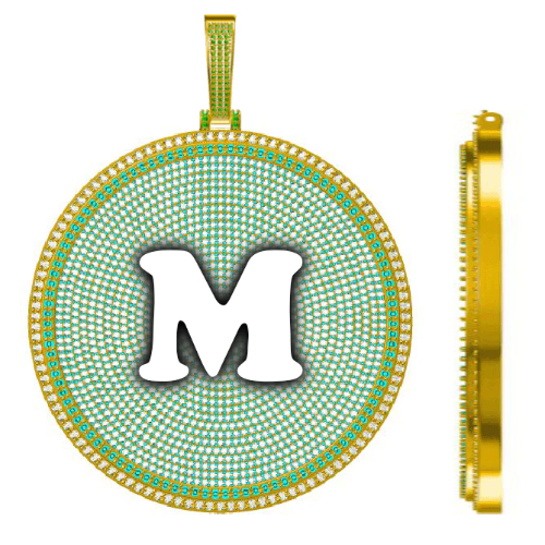 CUSTOM LETTER NECKLACE 3D BIG DISC