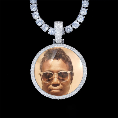 925S & VVS Moissanite 3D Circle Custom Picture Pendant