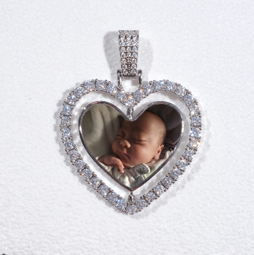 3D Spinning 2-Faced Heart Custom Picture Pendant