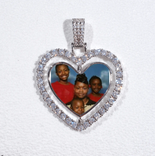 3D Spinning 2-Faced Heart Custom Picture Pendant
