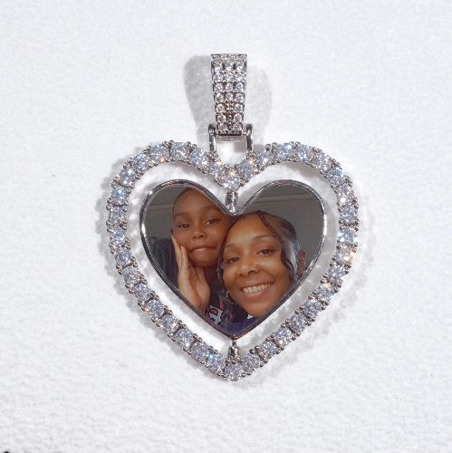 3D Spinning 2-Faced Heart Custom Picture Pendant