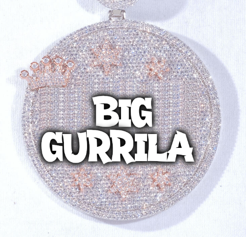 CUSTOM LETTER NECKLACE 3D BIG CROWN DISC