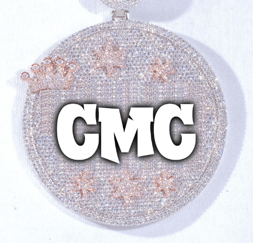 CUSTOM LETTER NECKLACE 3D BIG CROWN DISC