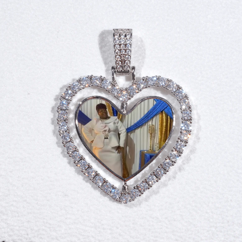 3D Spinning 2-Faced Heart Custom Picture Pendant