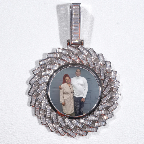 Large 3D Baguette Custom Picture Pendant