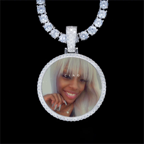 925S & VVS Moissanite 3D Circle Custom Picture Pendant