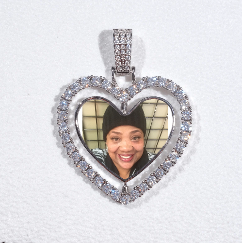 3D Spinning 2-Faced Heart Custom Picture Pendant