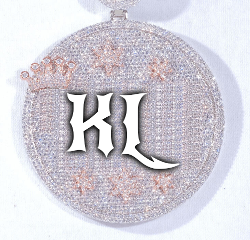 CUSTOM LETTER NECKLACE 3D BIG CROWN DISC