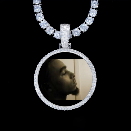 925S & VVS Moissanite 3D Circle Custom Picture Pendant