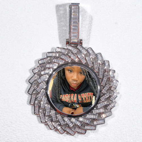 Large 3D Baguette Custom Picture Pendant