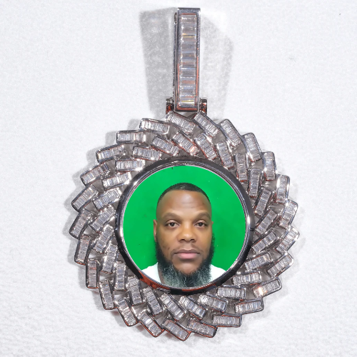Large 3D Baguette Custom Picture Pendant