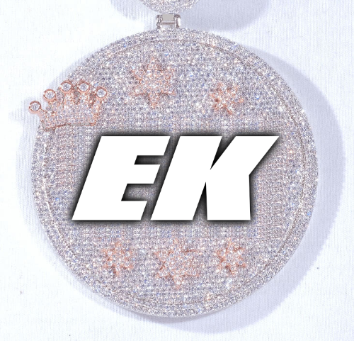 CUSTOM LETTER NECKLACE 3D BIG CROWN DISC
