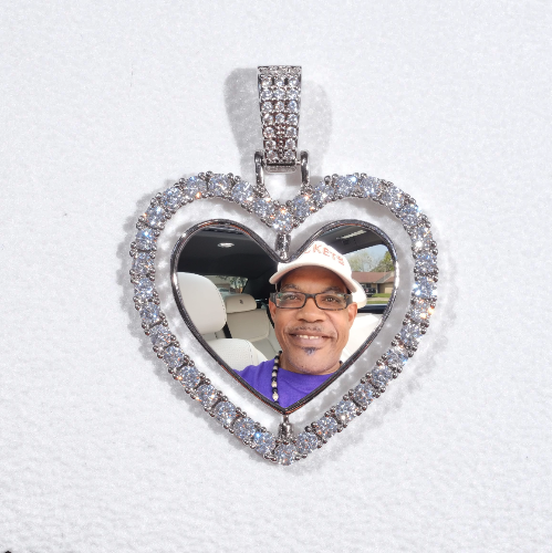 3D Spinning 2-Faced Heart Custom Picture Pendant