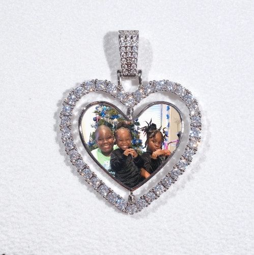 3D Spinning 2-Faced Heart Custom Picture Pendant