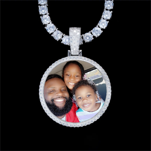 925S & VVS Moissanite 3D Circle Custom Picture Pendant
