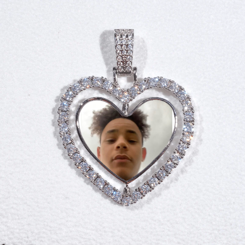 3D Spinning 2-Faced Heart Custom Picture Pendant