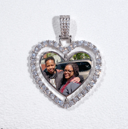 3D Spinning 2-Faced Heart Custom Picture Pendant