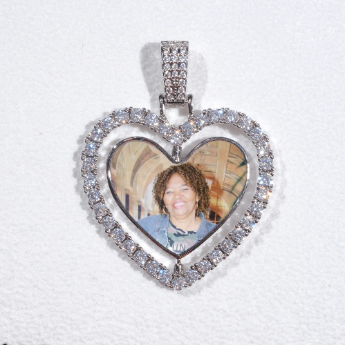 3D Spinning 2-Faced Heart Custom Picture Pendant