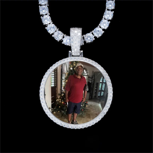 925S & VVS Moissanite 3D Circle Custom Picture Pendant