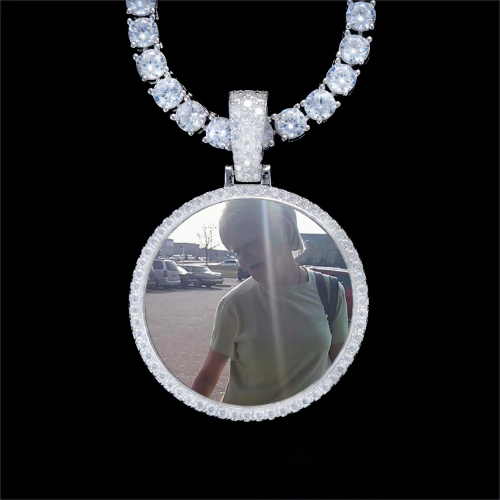 925S & VVS Moissanite 3D Circle Custom Picture Pendant