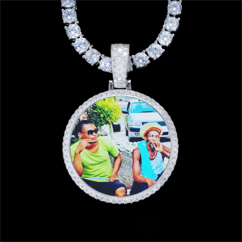 925S & VVS Moissanite 3D Circle Custom Picture Pendant