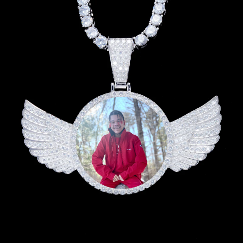 925S & VVS Moissanite 3D Wing Custom Picture Pendant