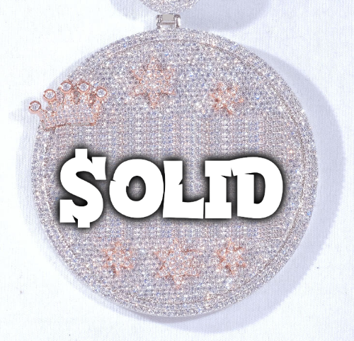 CUSTOM LETTER NECKLACE 3D BIG CROWN DISC