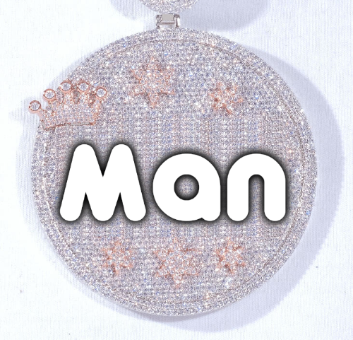 CUSTOM LETTER NECKLACE 3D BIG CROWN DISC