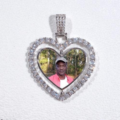 3D Spinning 2-Faced Heart Custom Picture Pendant