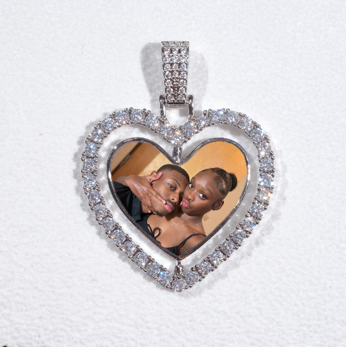 3D Spinning 2-Faced Heart Custom Picture Pendant