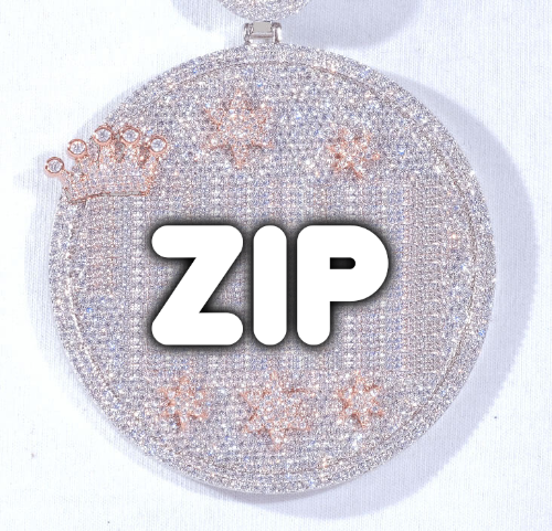 CUSTOM LETTER NECKLACE 3D BIG CROWN DISC