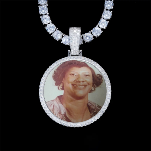 925S & VVS Moissanite 3D Circle Custom Picture Pendant
