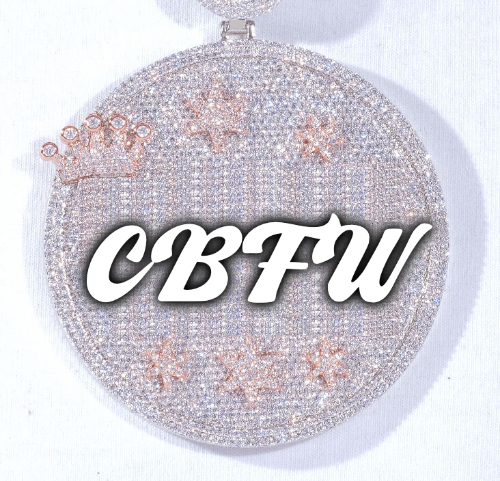 CUSTOM LETTER NECKLACE 3D BIG CROWN DISC
