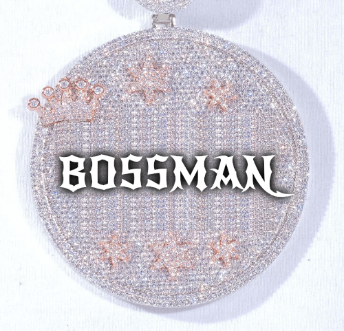 CUSTOM LETTER NECKLACE 3D BIG CROWN DISC