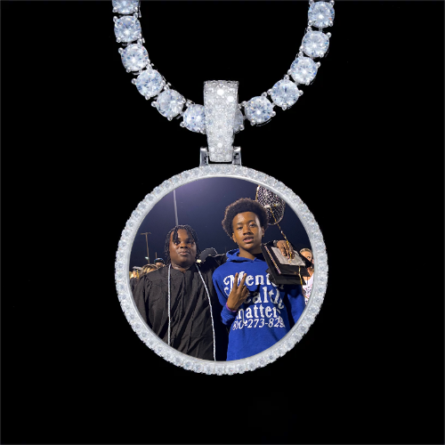 925S & VVS Moissanite 3D Circle Custom Picture Pendant
