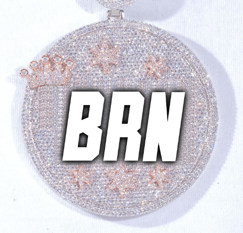 CUSTOM LETTER NECKLACE 3D BIG CROWN DISC