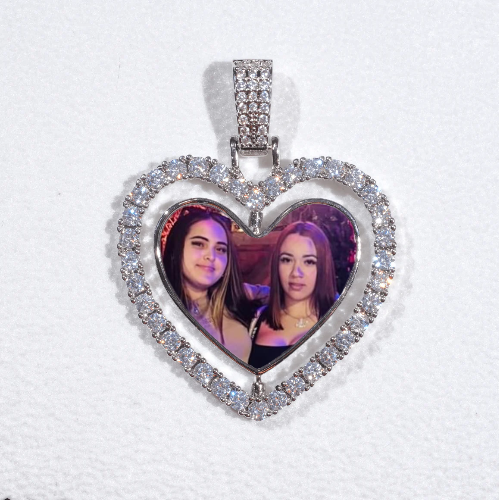 3D Spinning 2-Faced Heart Custom Picture Pendant