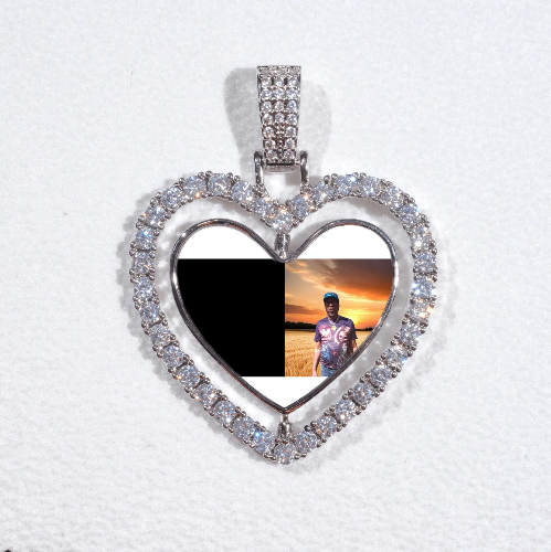 3D Spinning 2-Faced Heart Custom Picture Pendant