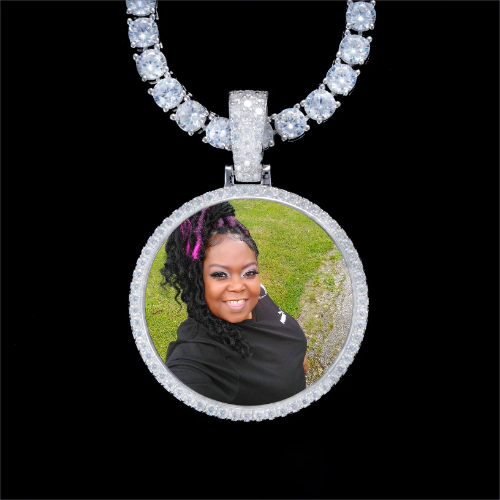 925S & VVS Moissanite 3D Circle Custom Picture Pendant