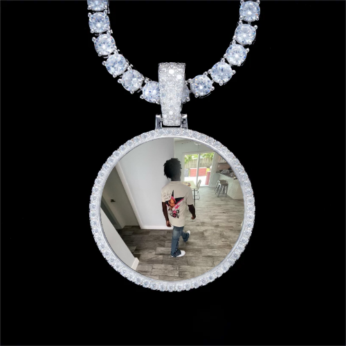 925S & VVS Moissanite 3D Circle Custom Picture Pendant