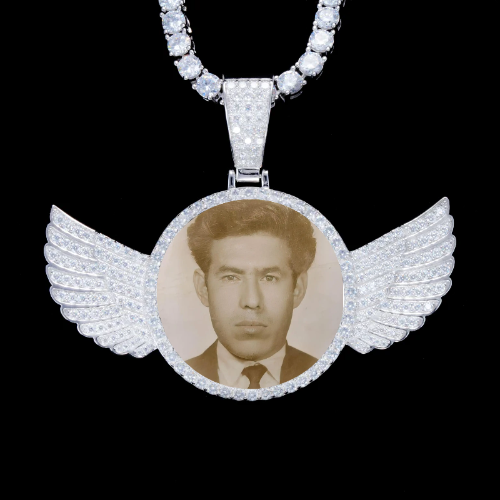 925S & VVS Moissanite 3D Wing Custom Picture Pendant