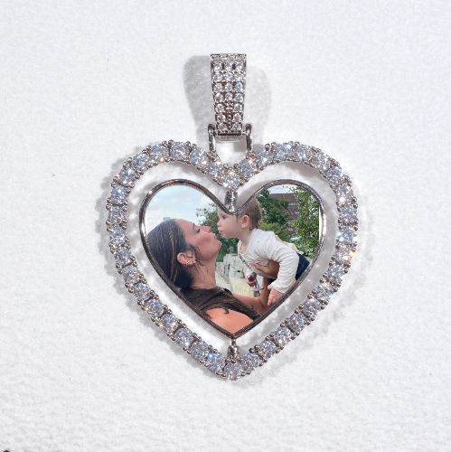 3D Spinning 2-Faced Heart Custom Picture Pendant