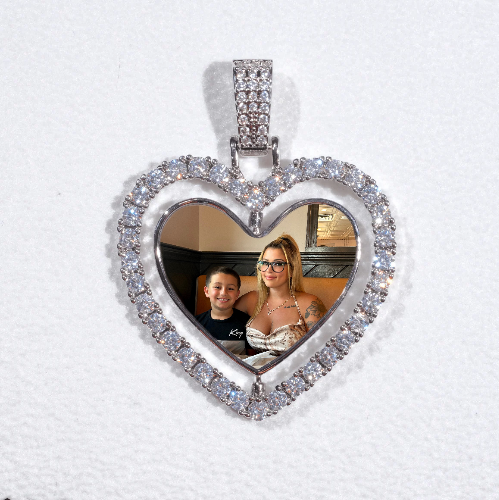 3D Spinning 2-Faced Heart Custom Picture Pendant